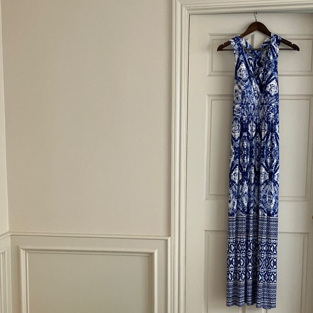 Soma Blue and White Patterned Dress
